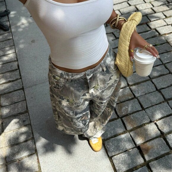 Multicolor Casual Women's Streetwear Camo Jeans - Picture 5 of 6